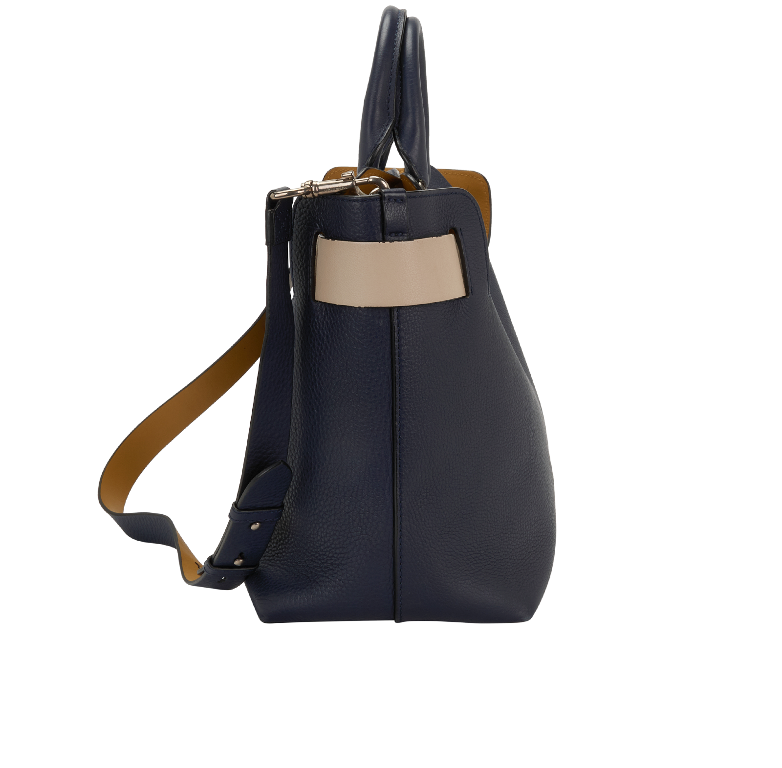 Belt Bag, &pound;270, Handbags, Navy, Leather, Side view